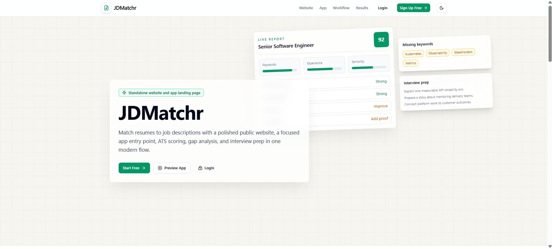 ATS Analyzer tool homepage — live Next.js website
