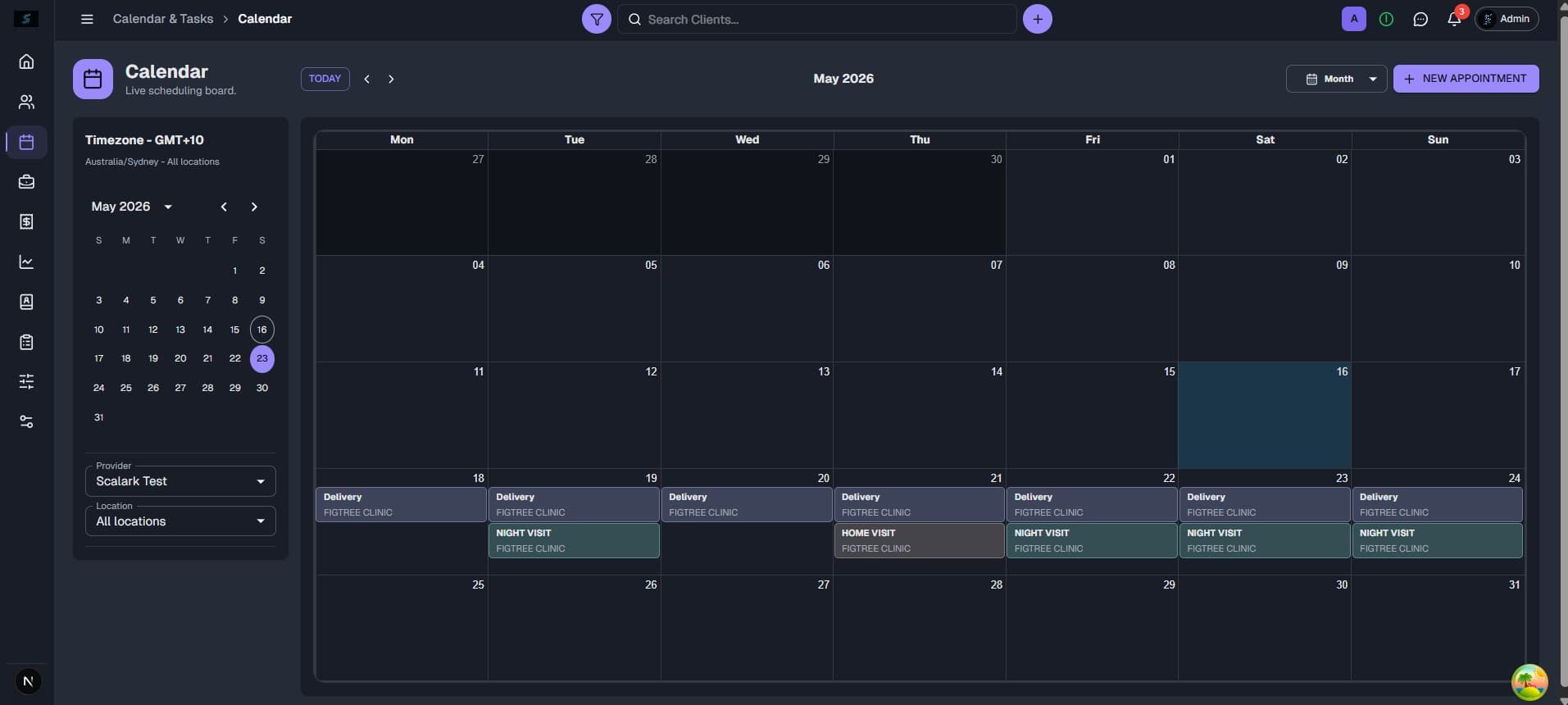 Calendar scheduling view — core workflow feature from MVP