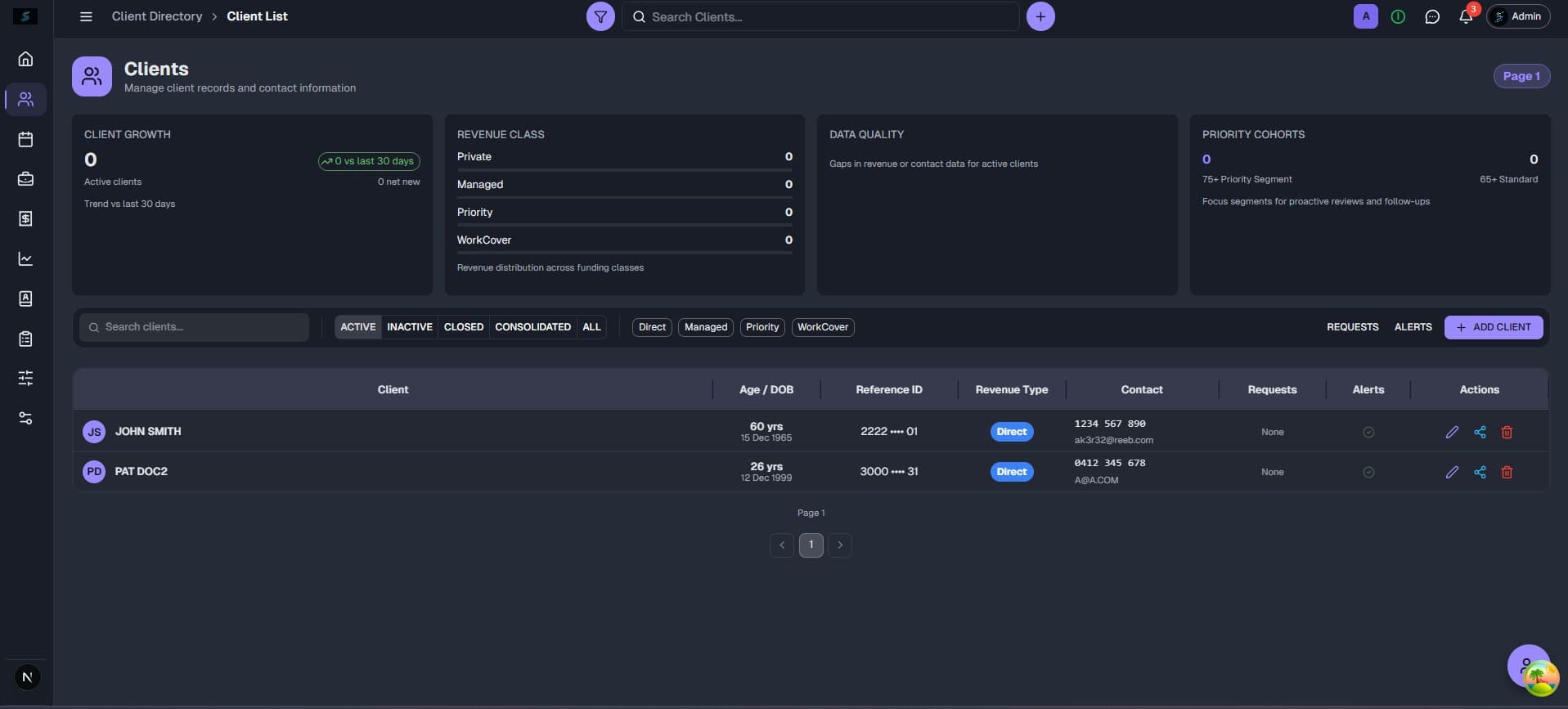 Data records table — database-backed list view from MVP build